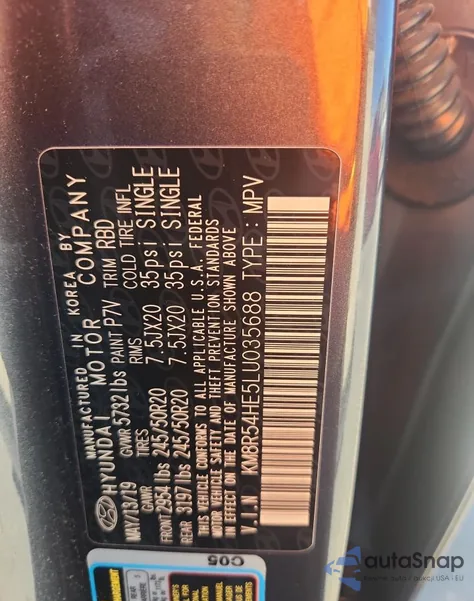 2020 Hyundai Palisade Limited из США, поврежденный, VIN KM8R54HE5LU035688